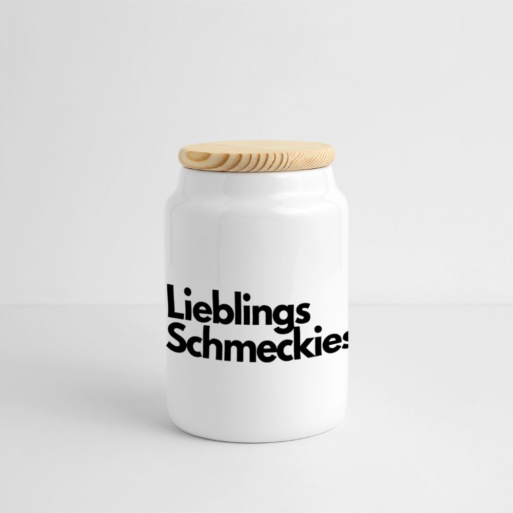 Cookie Jar with Wooden Lid - white