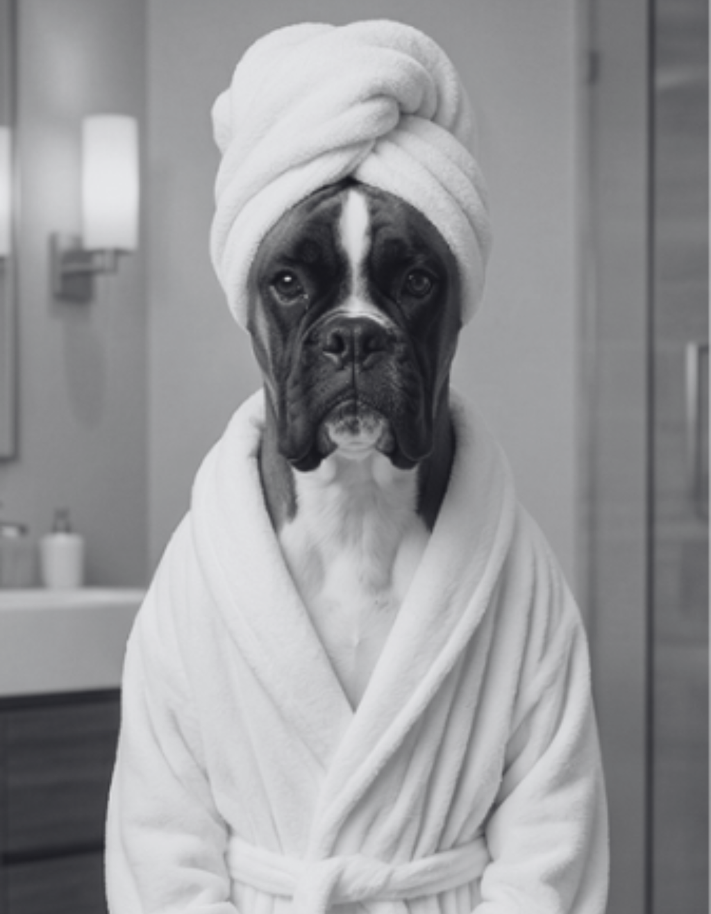 Personalisiertes Hunde-Poster, individuelles Haustier-Portrait - Badezimmer Edition