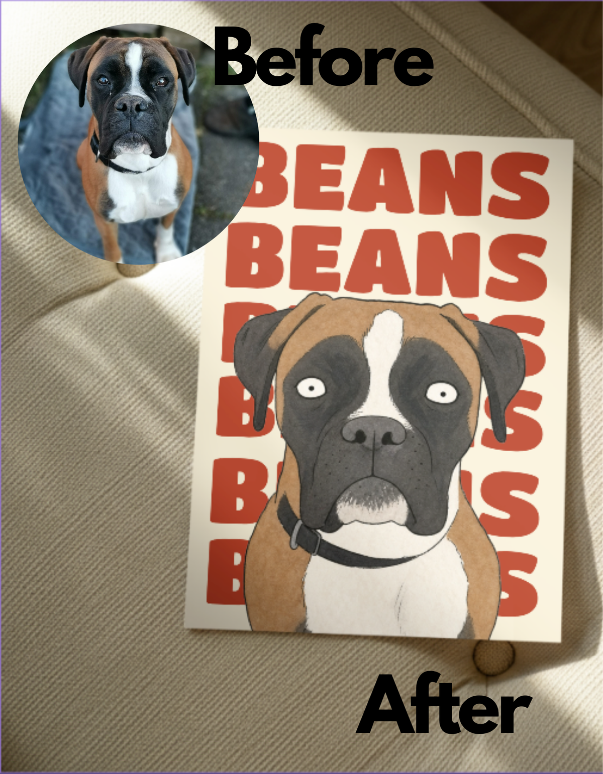 Personalisiertes Hundeposter | Individuelles lustiges Haustierportrait aus deinem Foto + Namen