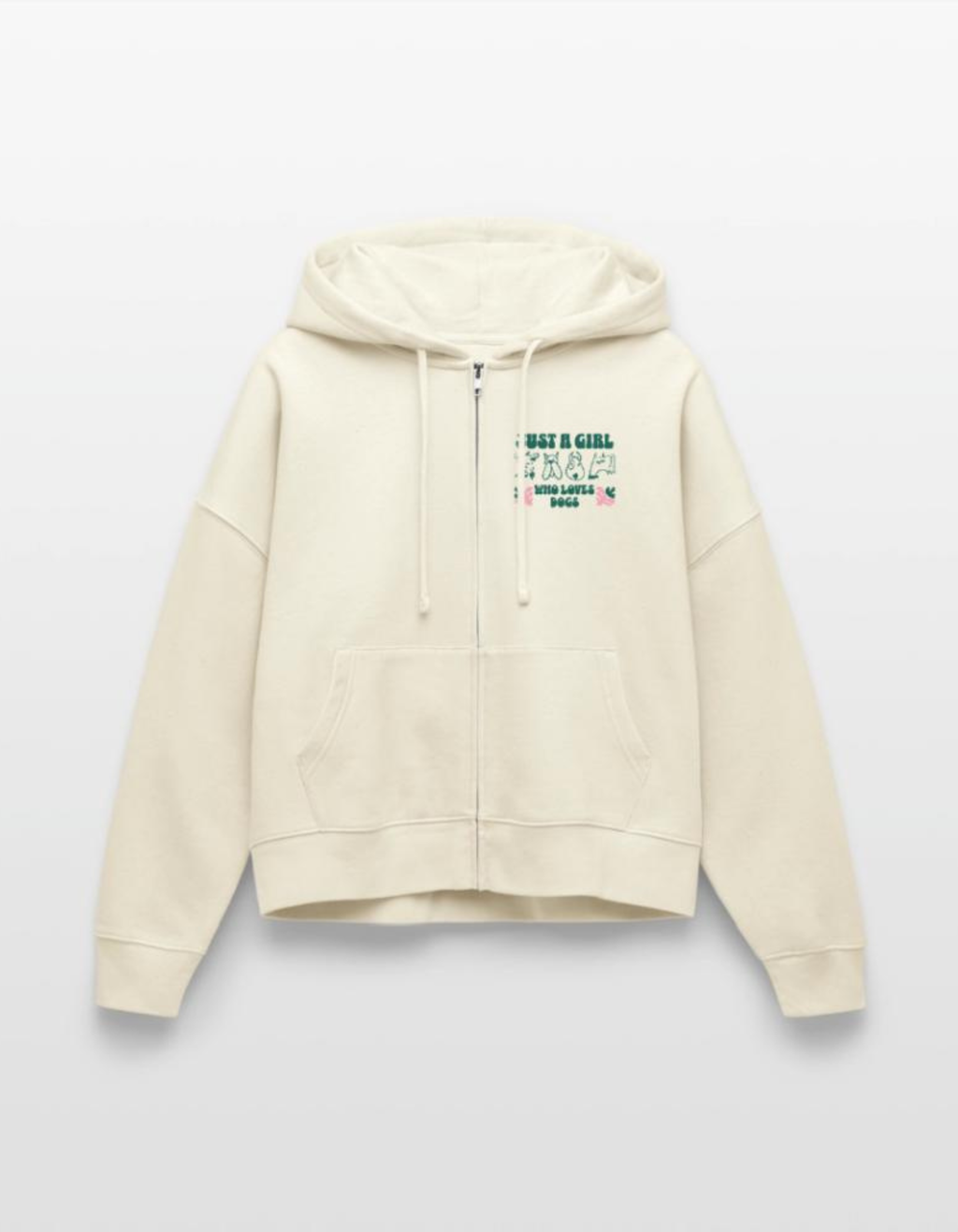 Boxy Zip Hoodie - Just a Girl who loves dogs